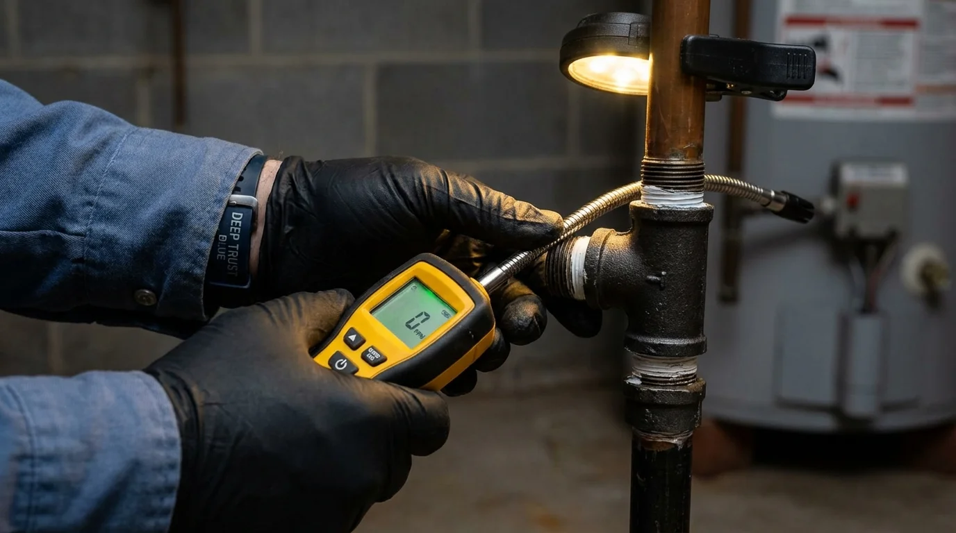 Gas leak detection with electronic sniffer by Johns Plumbing LLC in Venus