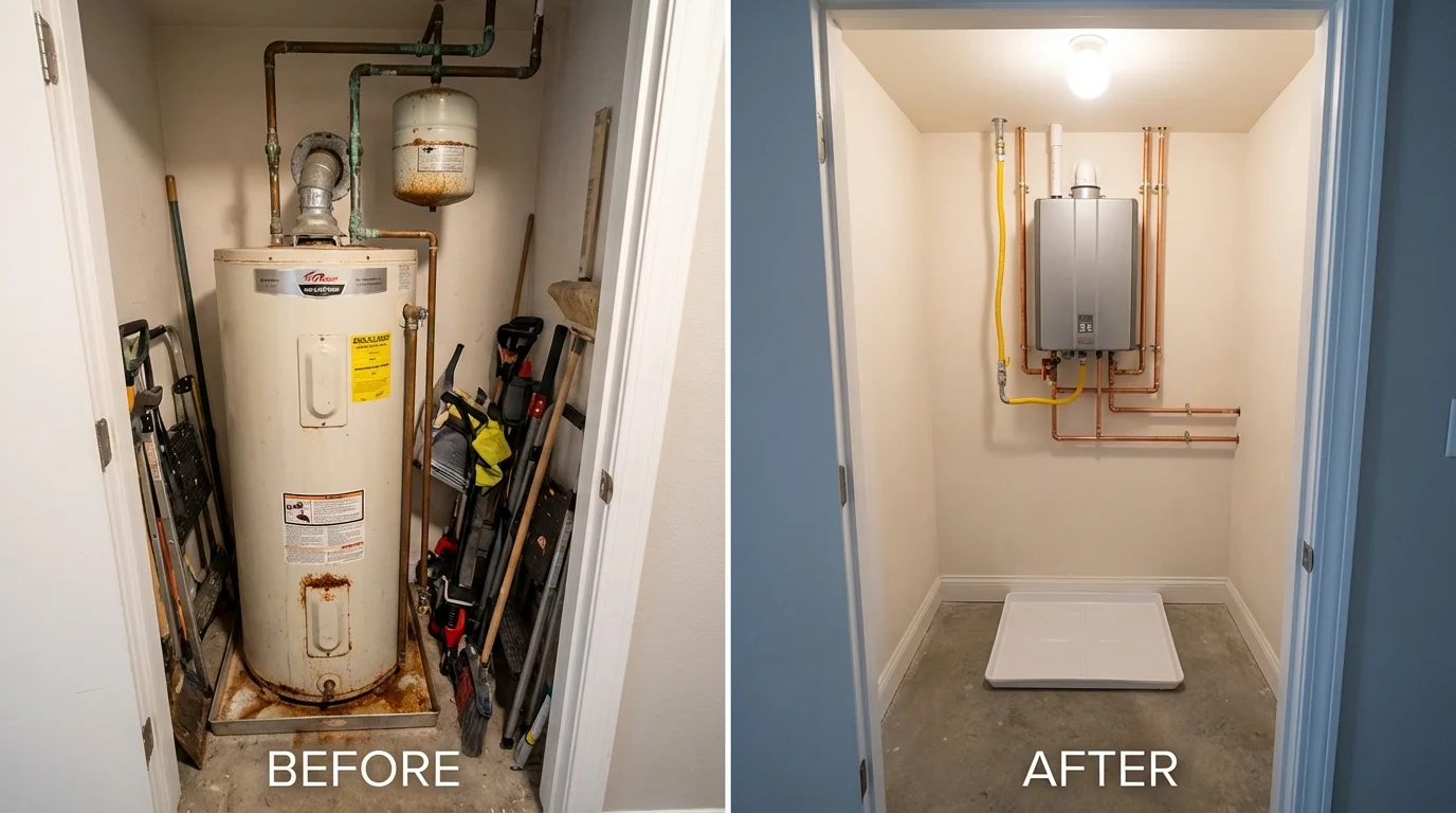 Tank water heater versus wall-mounted tankless unit comparison for Venus, TX homeowners