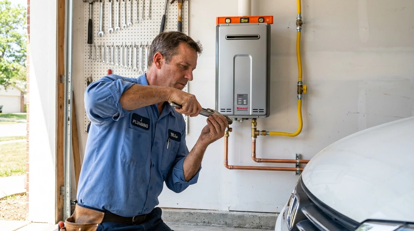 Tankless water heater installation by a Johns Plumbing LLC plumber in Venus